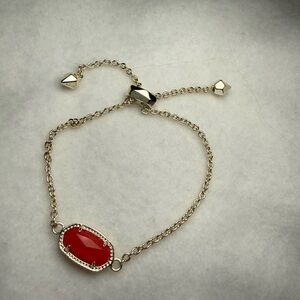 Kendra Scott Elaina Gold Adjustable Chain Bracelet Ruby Red
